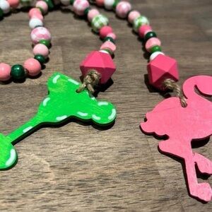 Vibrant Pink and Green Beaded garland